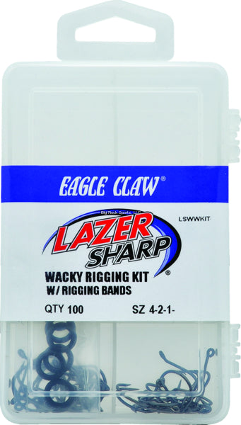 Eagle Claw LSWWKIT Lazer Sharp Wacky Worm Kit w/Bands Incudes 80Hooks & 20 O Rings