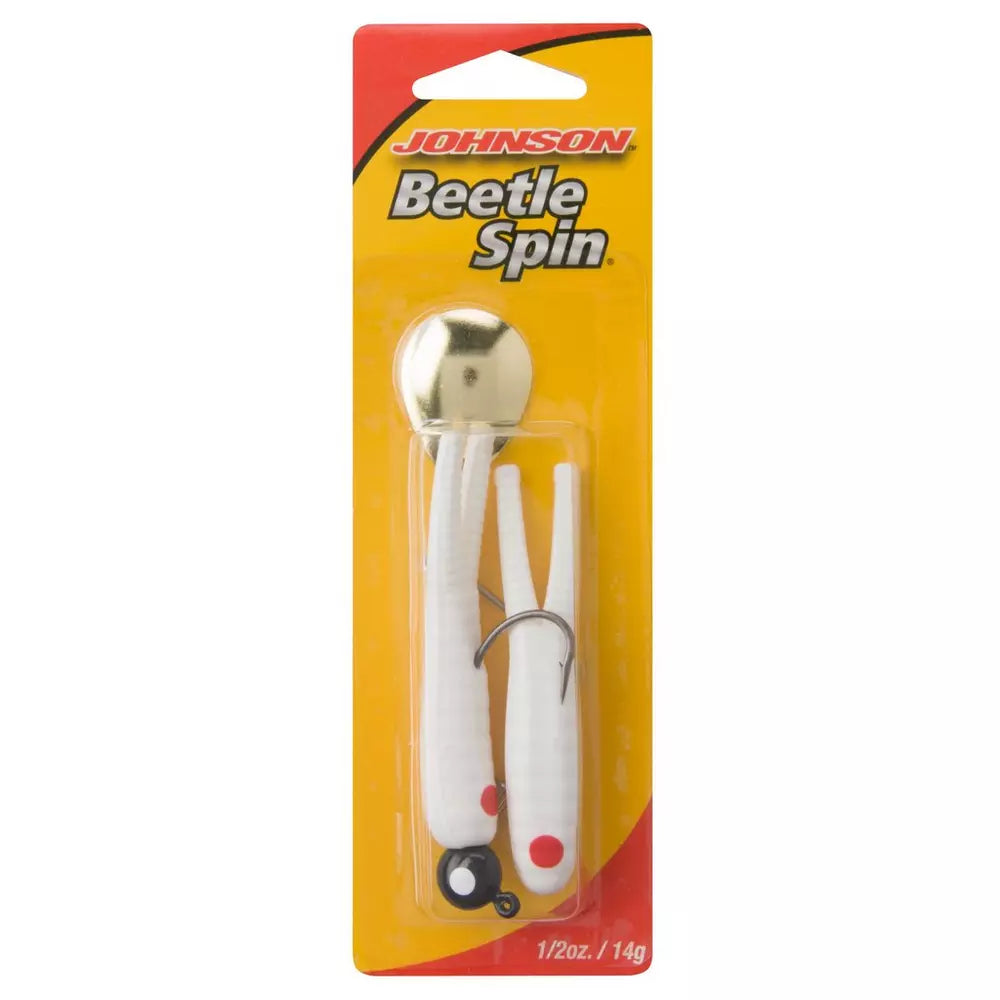 Johnson Beetle Spin Gold Blade 1/4oz white red