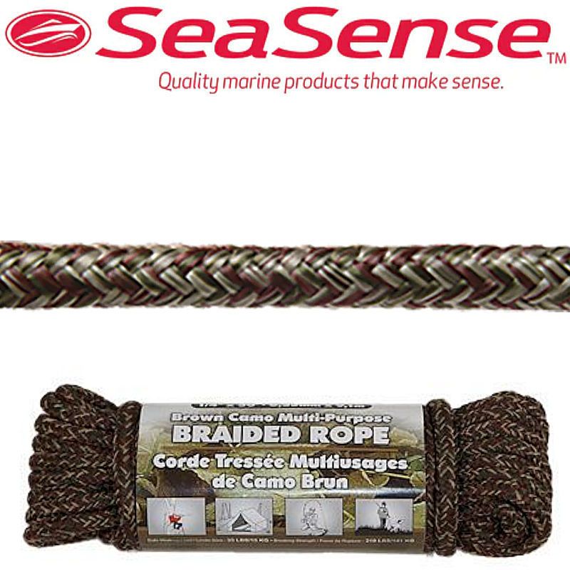 SEA SENSE 3/8" x 50' Brown Camo Multi-Purpose Braided Rope