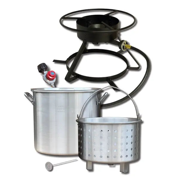 King Kooker 3212 32qt Portable Propane Outdoor Boiling and Steaming Cooker Package