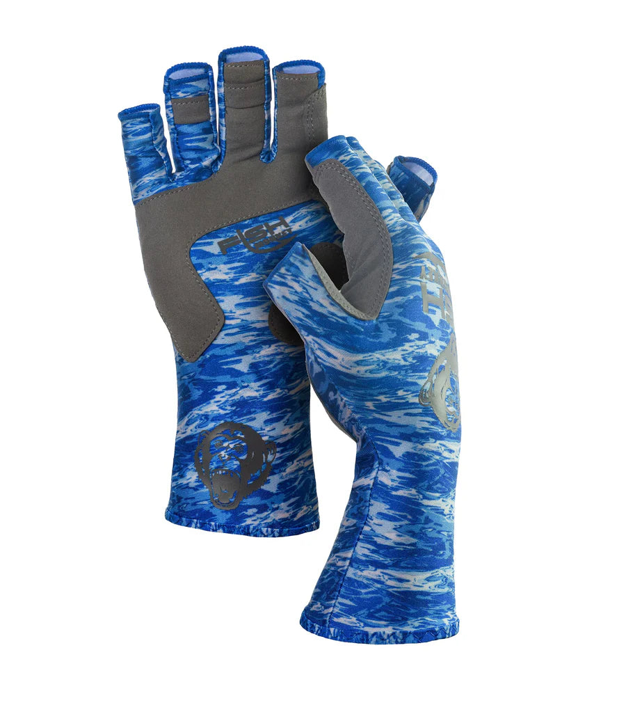 Fish Monkey Pro 365 Guide Glove, Exposed finger, Blue Water Camo