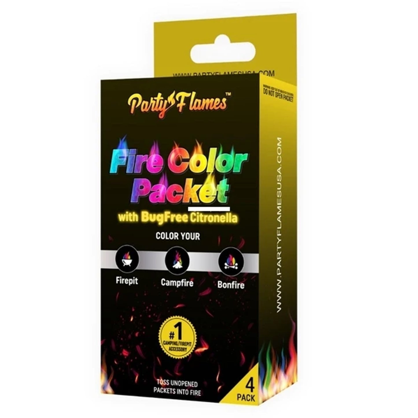 Party Flames, w/Citronella 4pk fire color packets