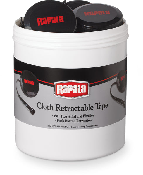 Rapala Cloth Retractable Tape, 60", Push Button Retracts, Measures CM and IN