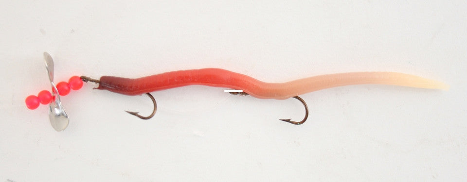 Creme Midget Crawler Worm, 3 1/2", 1 Rig and Spare
