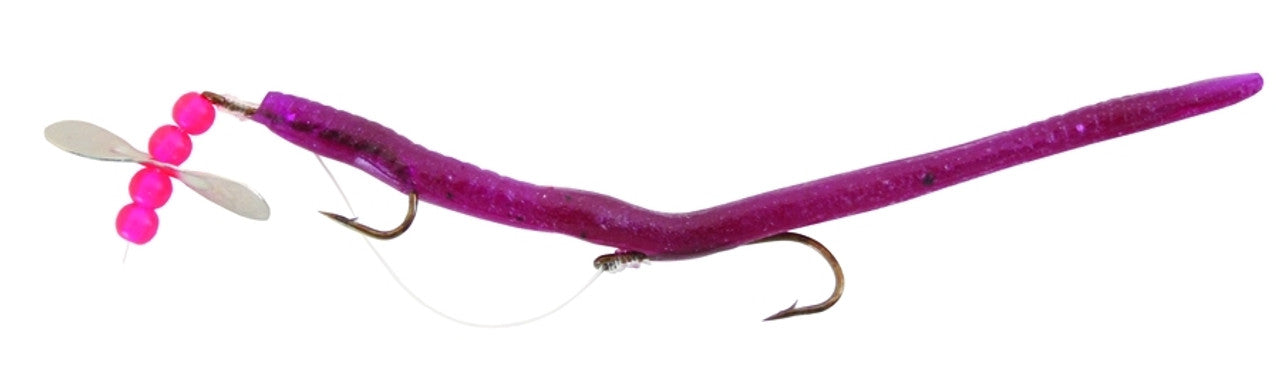 Creme Midget Crawler Worm, 3 1/2", 1 Rig and Spare
