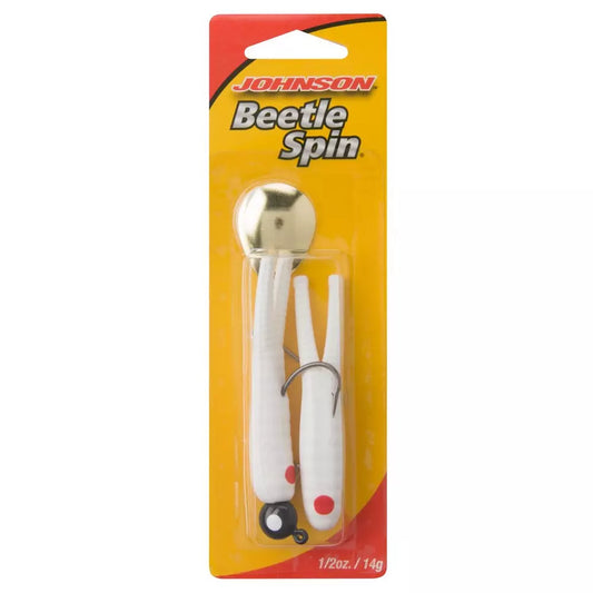 Johnson Beetle Spin Gold Blade 1/4oz white red