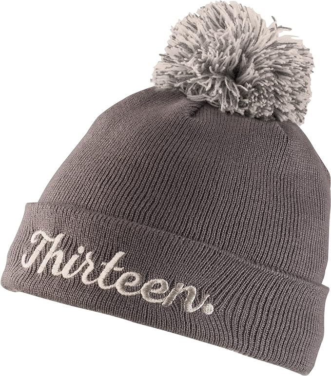 COTTON HEADED NINNY MUGGINS Cold Weather Toque Hat (Gray & White - Puffball Topp 007