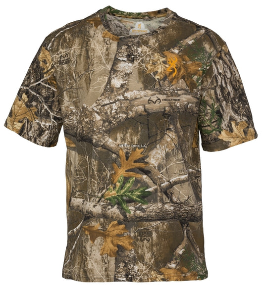 Browning Wasatch Lightweight Cotton Short Sleeve Tee Sil Real Tree Edge Camo
