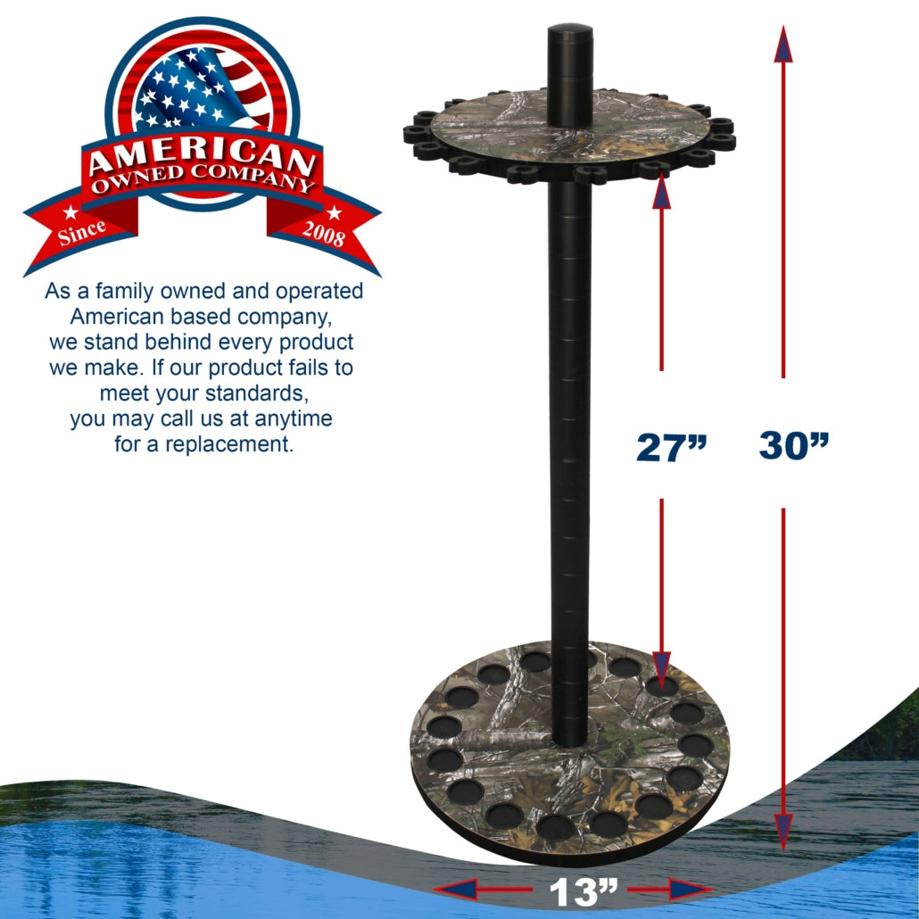 Rush Creek Realtree 16 Round Rod Storage Rack with Steel Post