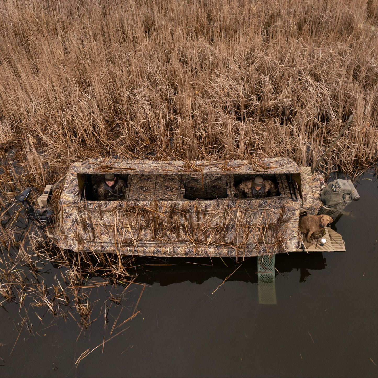 Beavertail boat blind flip lids