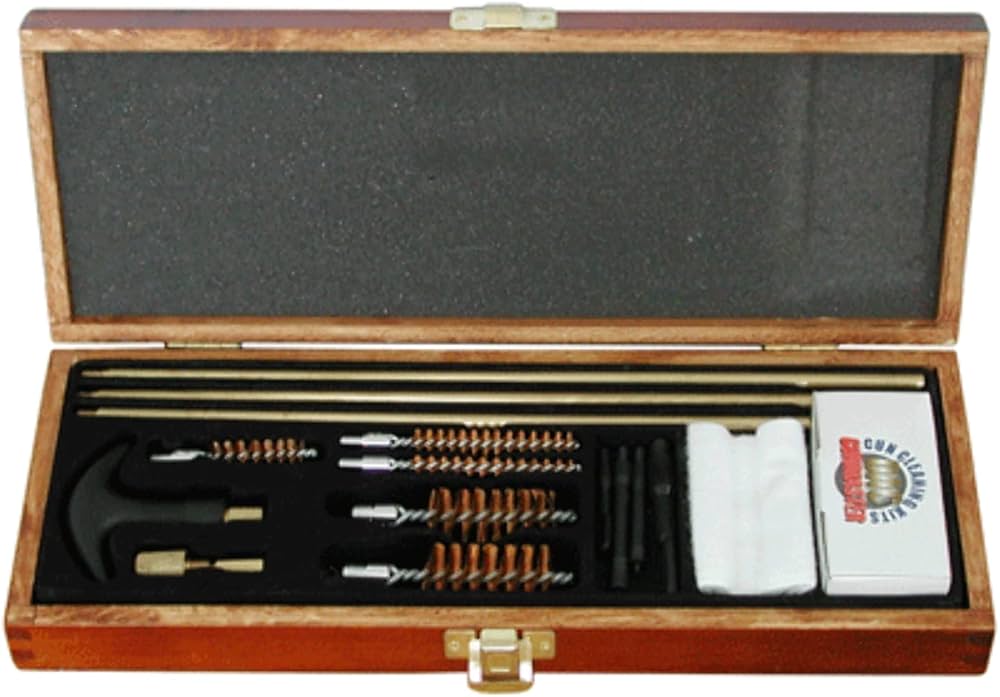 GunMaster UGC66W 18 Piece Universal Gun Cleaning Kit in a Wooden Presentation Box