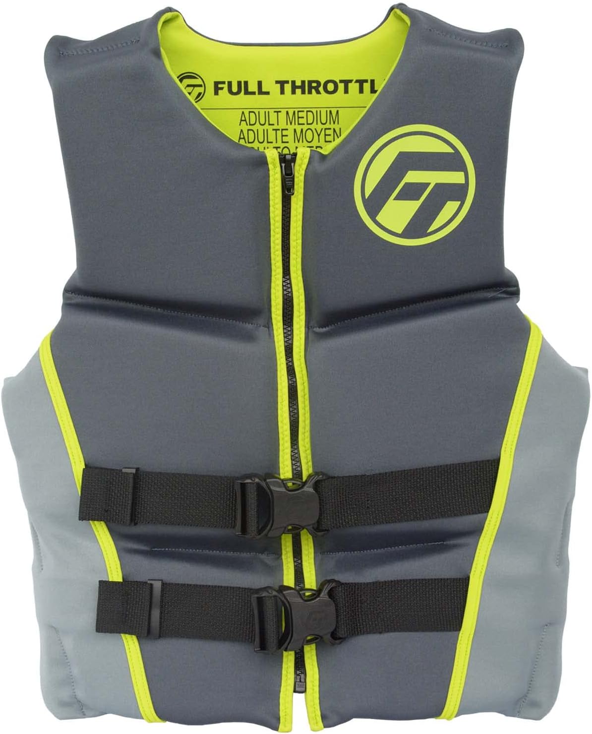 Full Throttle Adult Hinged Rapid Dry  Life Jacket gray neon