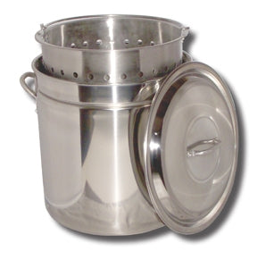 King Kooker KK24SR 24 Qt. Stainless Steel Ridged Pot with Basket and Lid