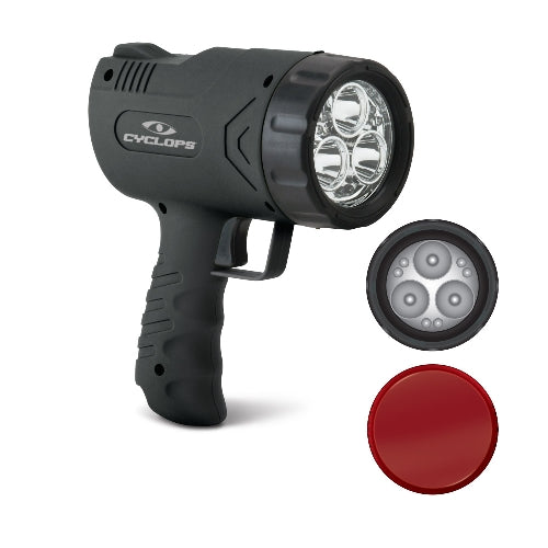 Cyclops CYC-X500H Sirius 500 Handheld Spotlight , 500 Lumen, 3 Cree Hi-Power LED's, Detachable Red Lens, AC/DC Rechargeable