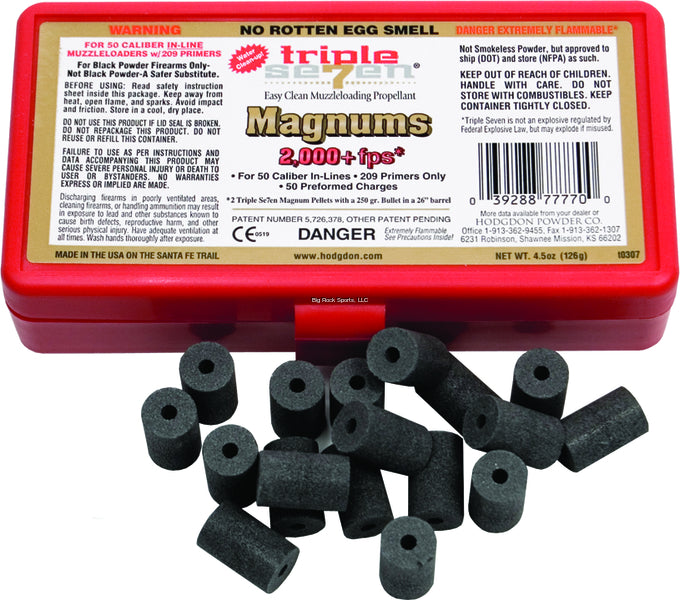 Hodgdon T7MAG Triple Seven Magnum Muzzleloading Pellets, 50cal, 2000 FPS, 50/Box, State Laws Apply