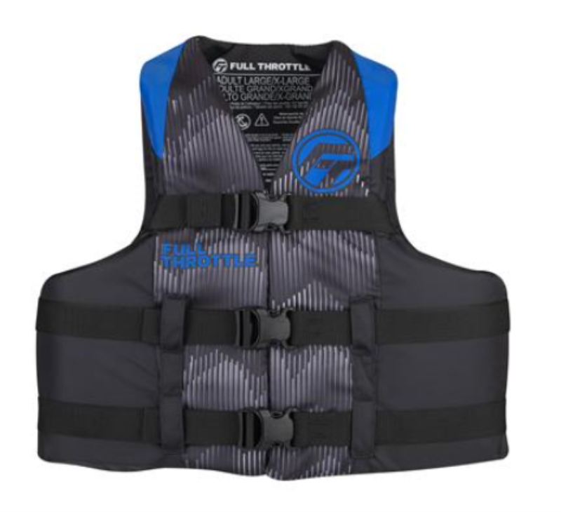 AB-FULLTHRTL  4XL/7XL ADULT NYLON BLUE LIFE VEST