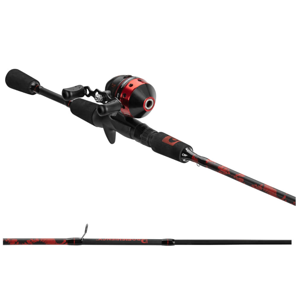 ProFISHiency  Red/Black Spincast Combo w/ Pocket Tackle Box: 6 lb Line, 5' ML Action, 2 pc