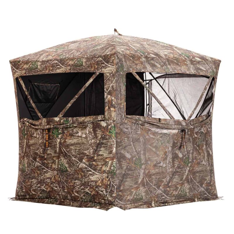 Rhino Blinds RBO200 180 Pro FD RTE- 180 See Through Blind With Full Size Door Realtree Edge 300D