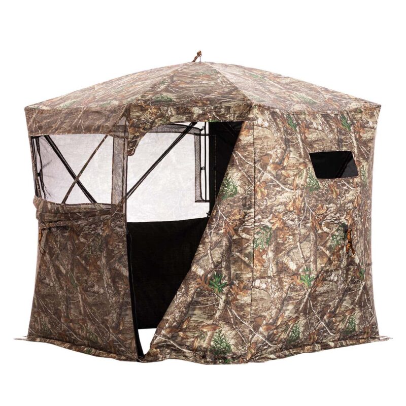 Rhino Blinds RBO200 180 Pro FD RTE- 180 See Through Blind With Full Size Door Realtree Edge 300D