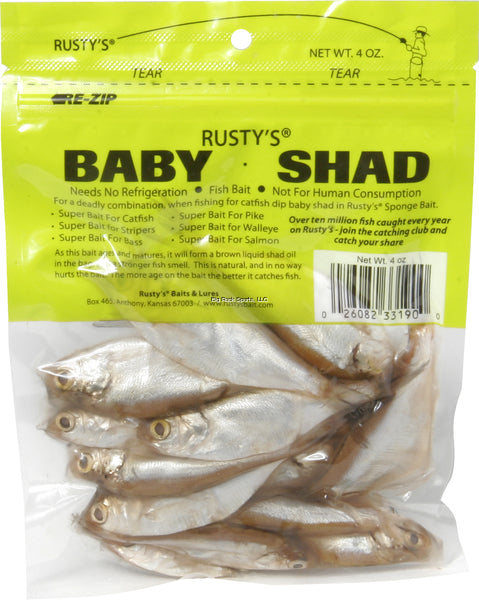 Rusty's 33190 Whole Baby Shad, 4oz, Natural