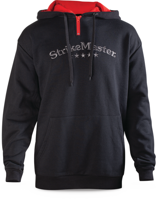 StrikeMaster 1/4 Zip Black Hooded Sweatshirt