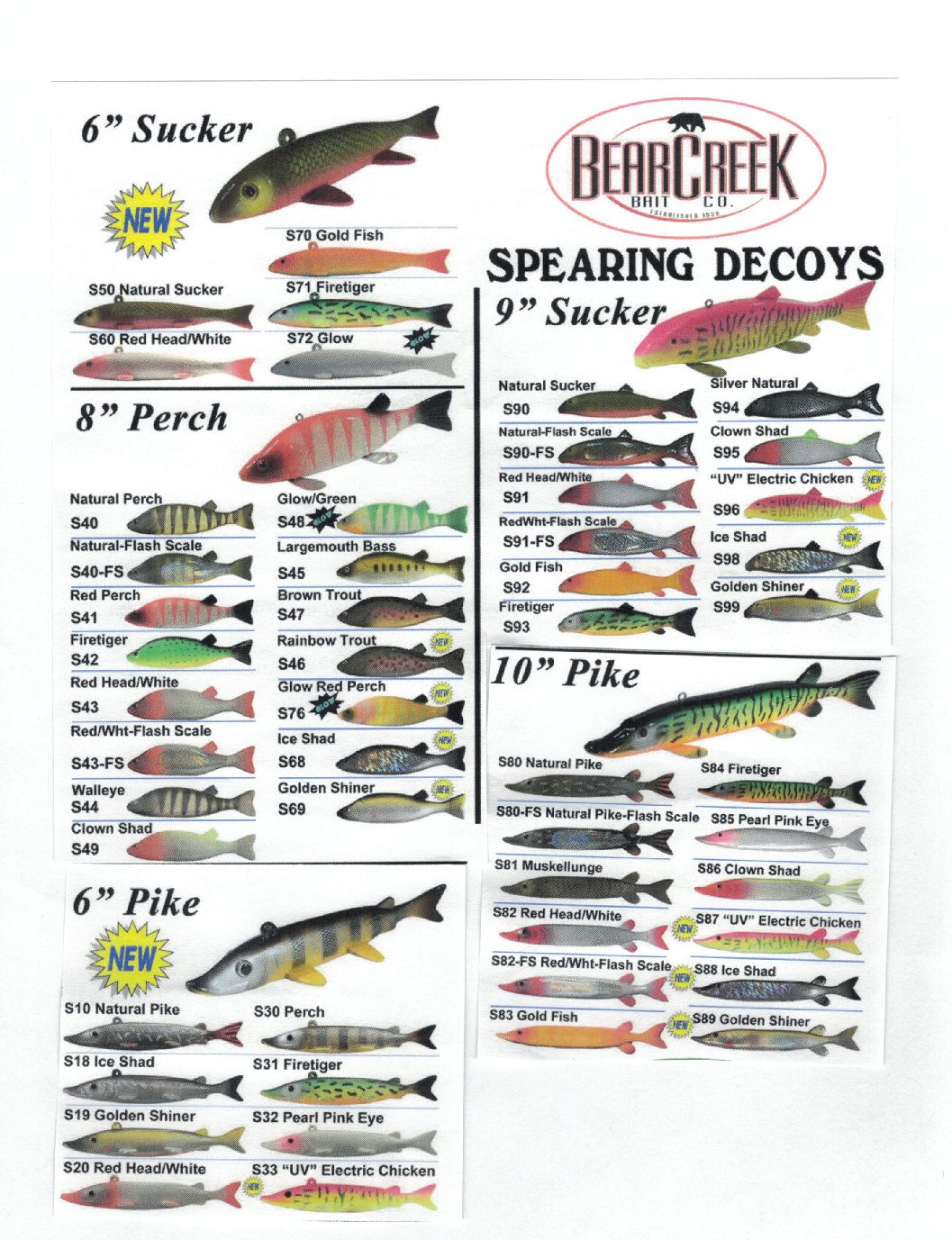 Bear Creek Sucker Spearing Decoys