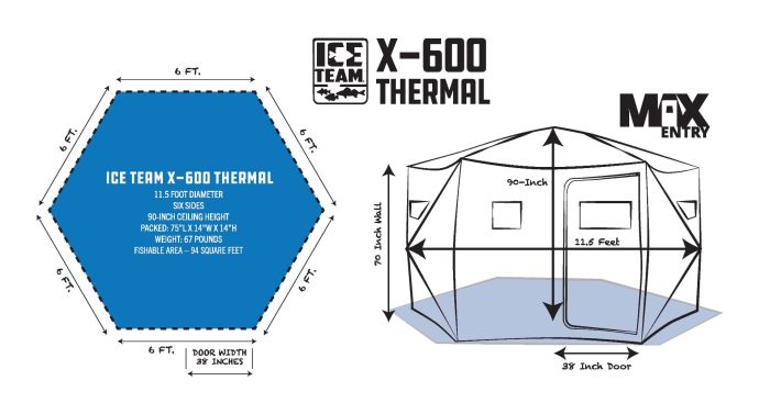 Clam X-600 Thermal Ice Team Edition - 6 Side Hub Shelter