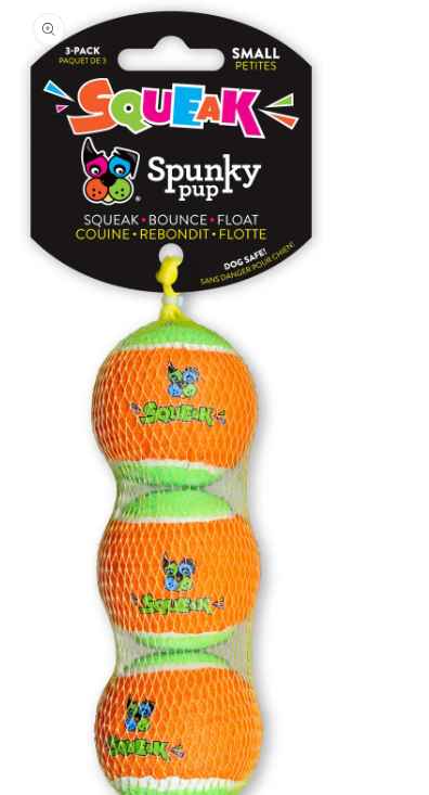 Spunky Pup Squeaky Tennis Ball, 3-pack