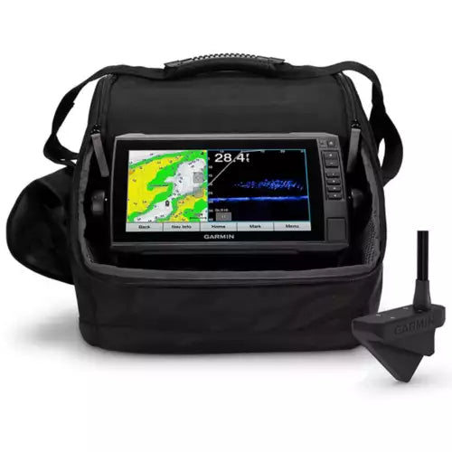 Garmin 010-02688-35 ECHOMAP UHD2 9" sv LiveScope Plus Ice Fishing Bundle LI, Includes ECHOMAP UHD 93sv, LiveScope Plus System & Lithium-ion Battery