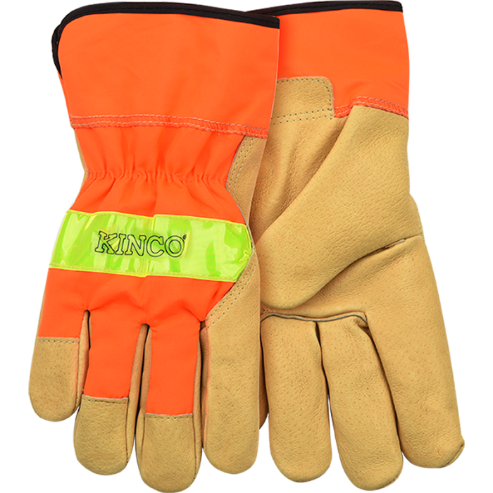KINCO Hi-Vis Orange & Grain Pigskin Palm with Safety Cuff