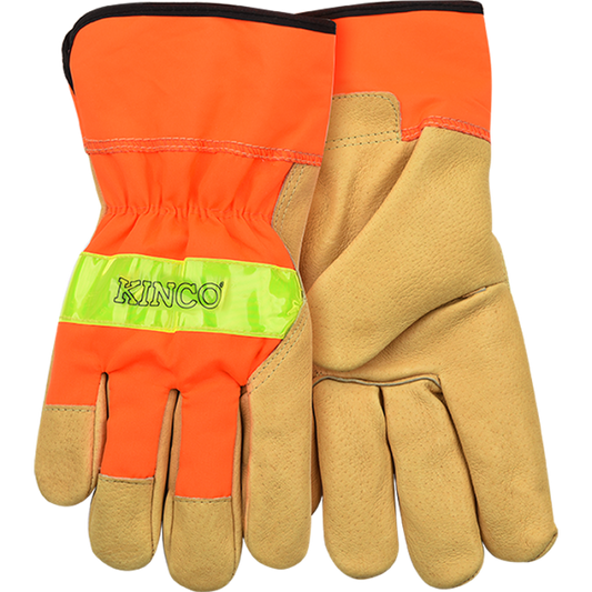 KINCO Hi-Vis Orange & Grain Pigskin Palm with Safety Cuff