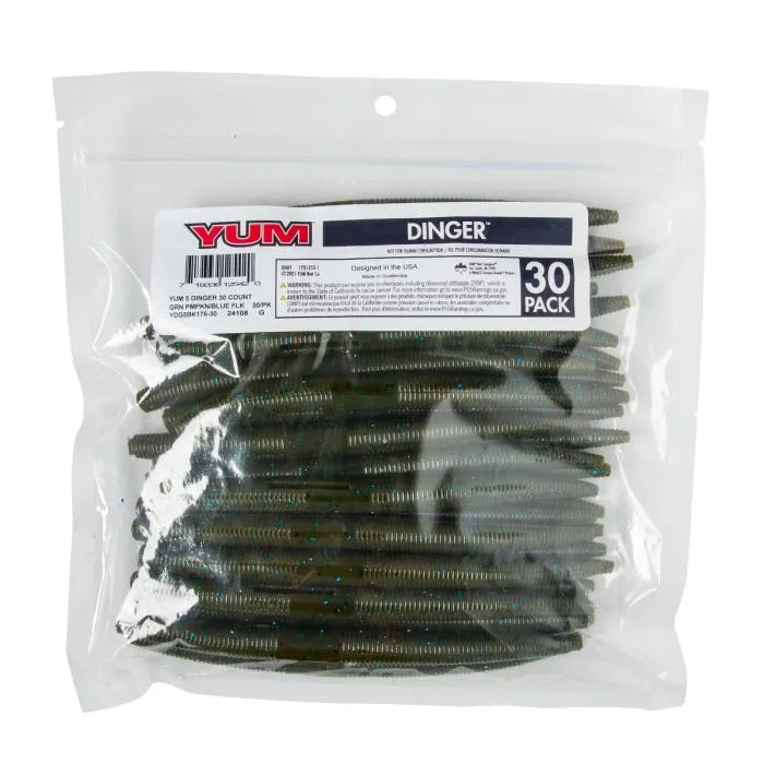YUM Dinger Soft Plastic Stick Bait 5" 30 PACK